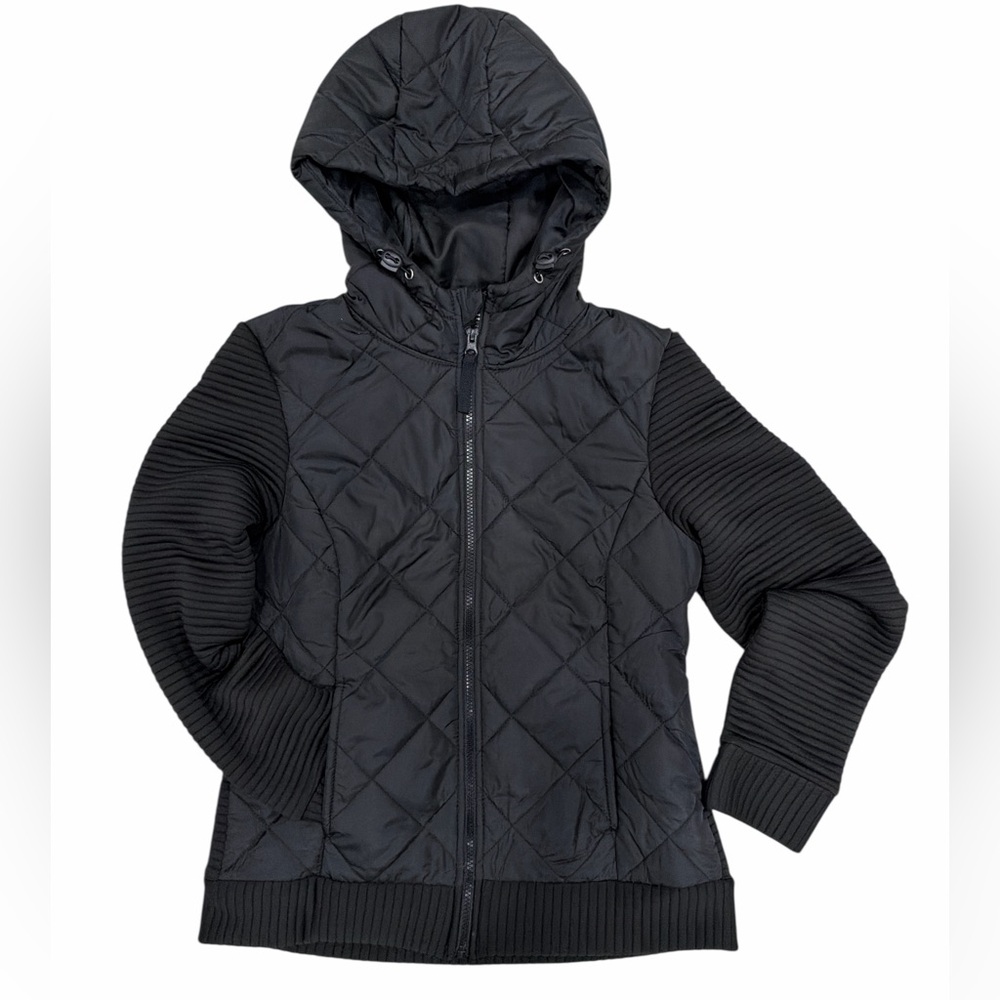 Black Quilted Hooded Jacket